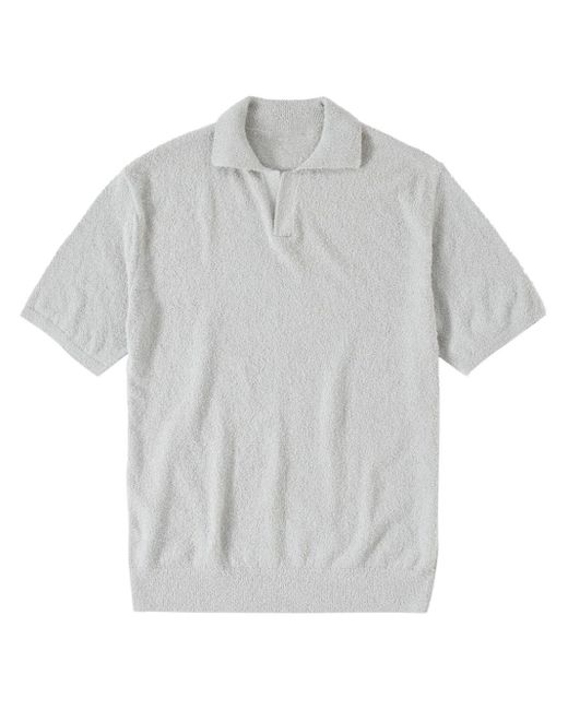 Closed Gray Textured-knit Polo Shirt for men