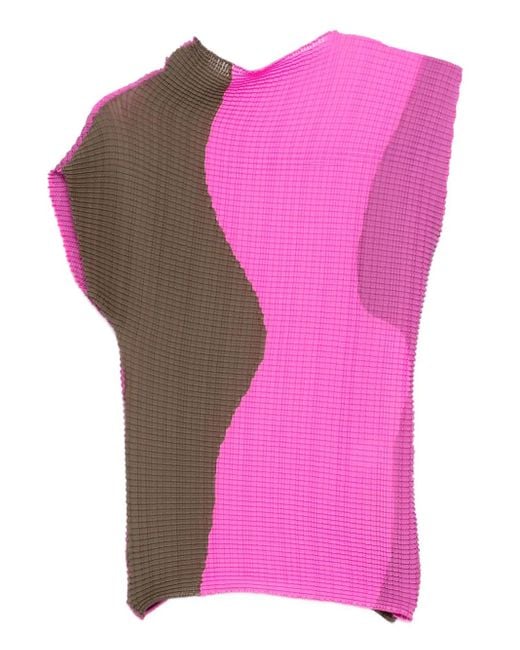 Issey Miyake Pink Pleated Panel Top