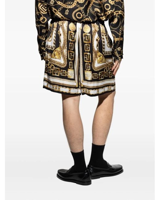 Balmain Black Chain-Print Shorts for men