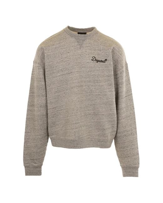DSquared² Gray Embroidered Sweatshirt for men