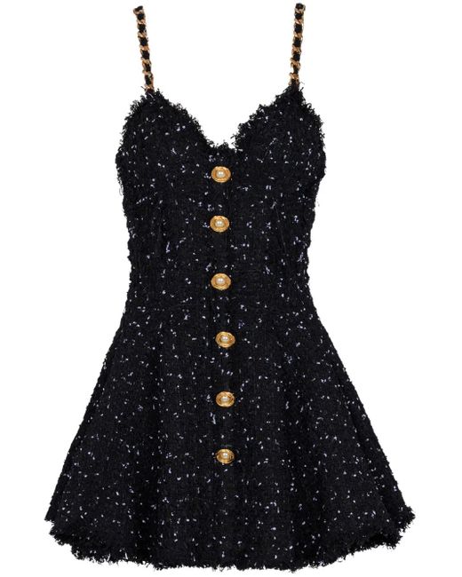 Balmain Black Tweed Mini Dress