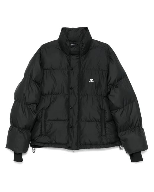 Courreges Black Logo-Embroidered Puffer Jacket