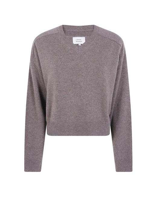 Loulou de Saison Gray V-Neck Cashmere Sweater