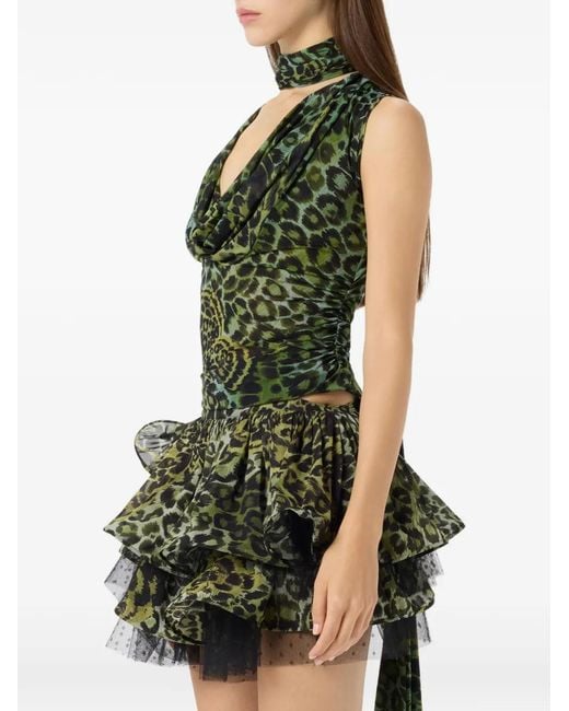 Blumarine Green Cowl-Neck Top