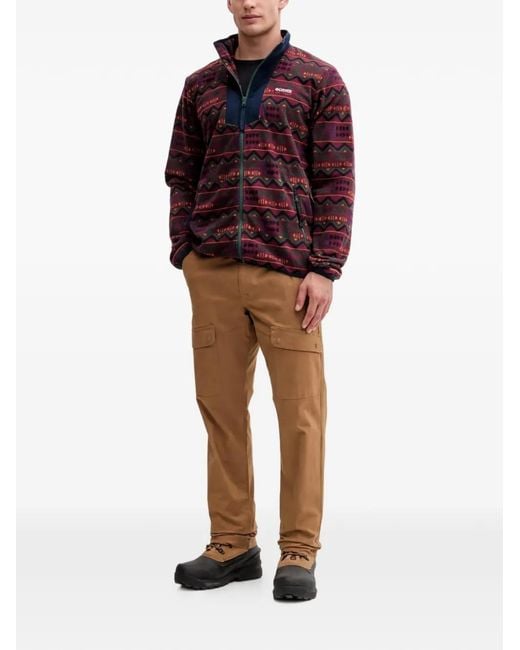 Columbia Red Zip Patterned Sweatshirt for men