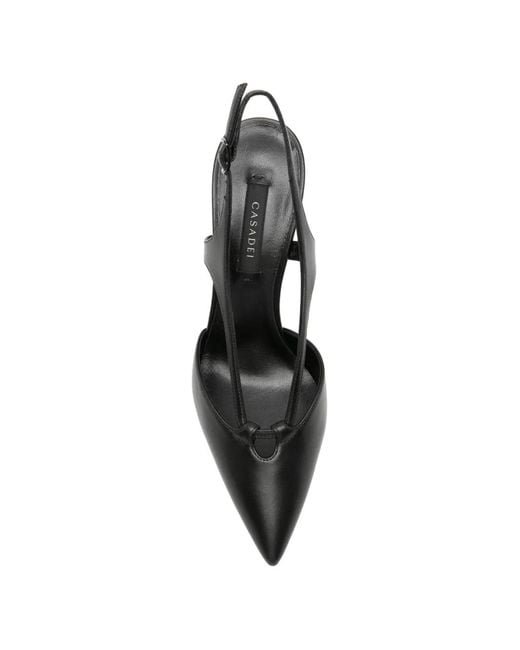 Casadei Black Leather Slingback Pumps