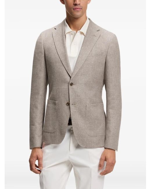 Boss Gray Slim-Fit Single-Breasted Blazer for men