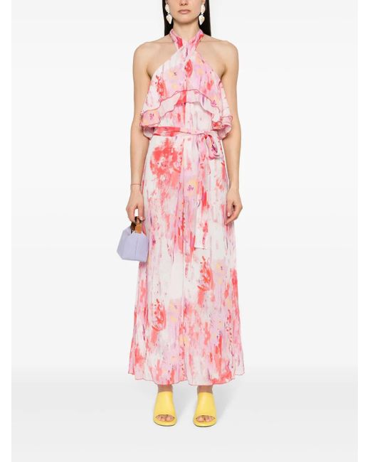 MSGM Pink Floral-Print Maxi Dress