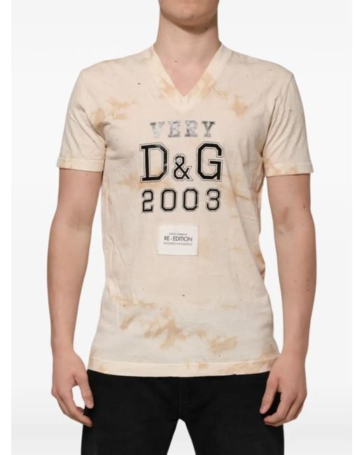 Dolce & Gabbana Natural V-Neck T-Shirt for men