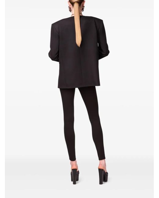 Blazer Senza Colletto Con Spilla di Area in Black