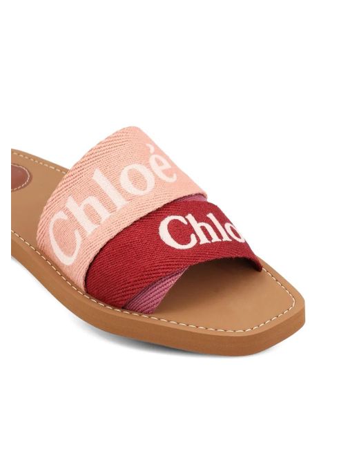 Chloé Pink Logo-Embellished Sandals