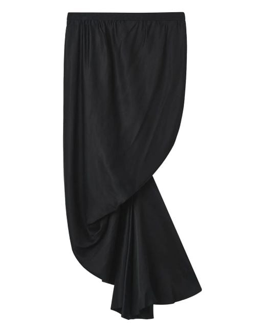Rick Owens Black Asymmetrischer Seb Midirock mit Drapierung