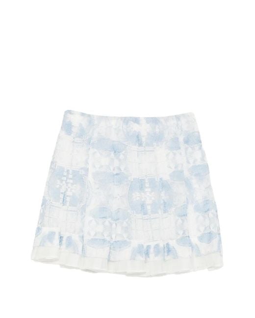 Ermanno Scervino White Lace-Overlay Pleated Mini Skirt