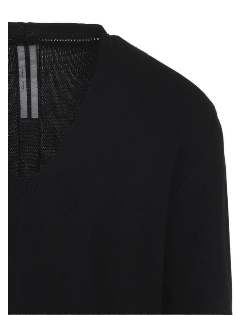 Rick Owens Black V-Neck Sweater for men