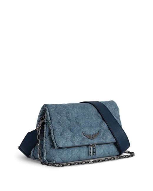 Zadig & Voltaire Blue Xl Rocky Quilted Denim Shoulder Bag