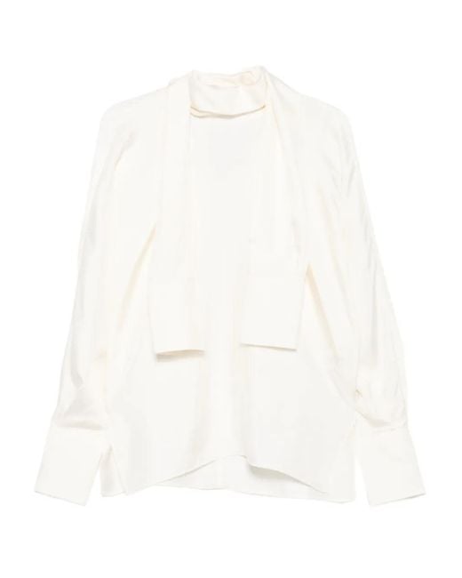 Blusa con detalle de pañuelo Rohe de color White