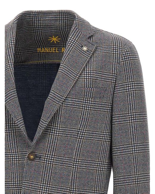 Manuel Ritz Gray Houndstooth-Pattern Blazer for men