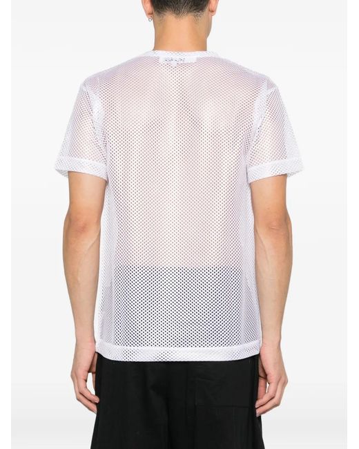 COMME DES GARÇONS PLAY White Mesh Logo-Patch T-Shirt