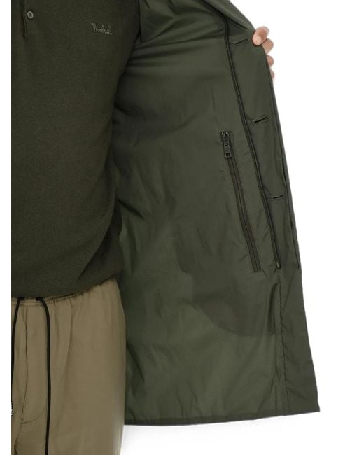 Woolrich Green Concealed-Closure Single-Breasted Coat for men