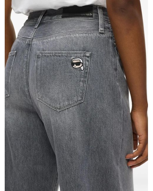 Karl Lagerfeld Gray Ikon Barrel-Leg Jeans