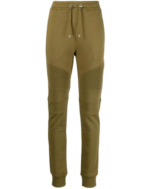 Balmain Green Panelled Slim-Cut Track Pants