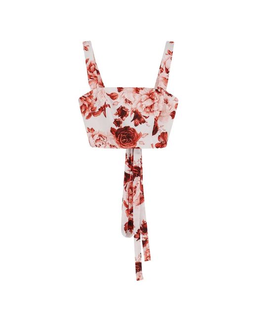 ACTUALEE Red Rose-Print Sleeveless Top