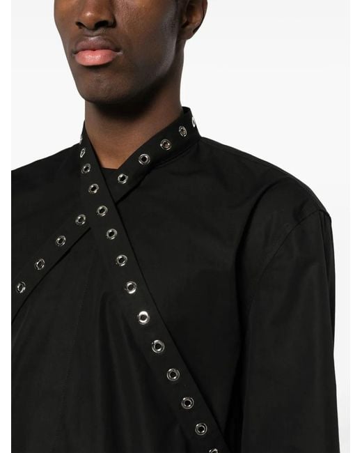 Off-White c/o Virgil Abloh Black Eyelet-Strap Silk Shirt for men