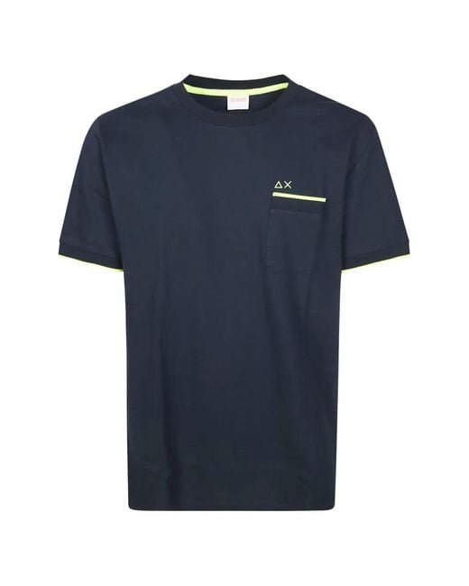 Sun 68 Blue Cotton Piqué T-Shirt for men