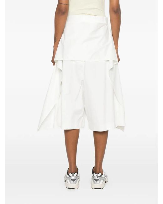 Hed Mayner White Pleated Draped-Panel Shorts