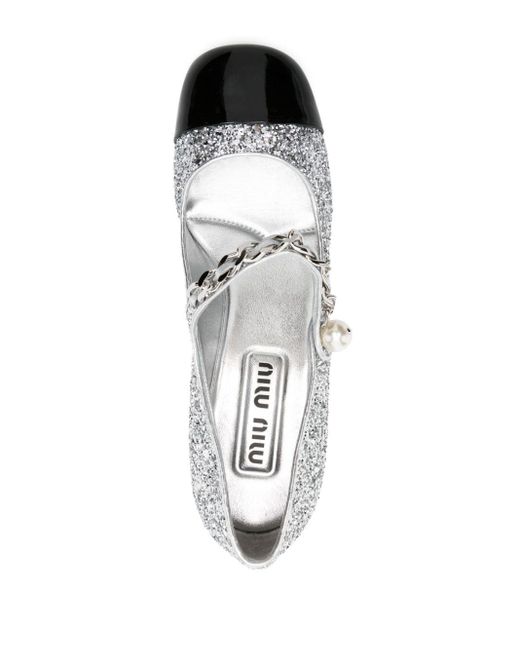 Zapatos Mary Jane con tacón de 65mm Miu Miu de color White