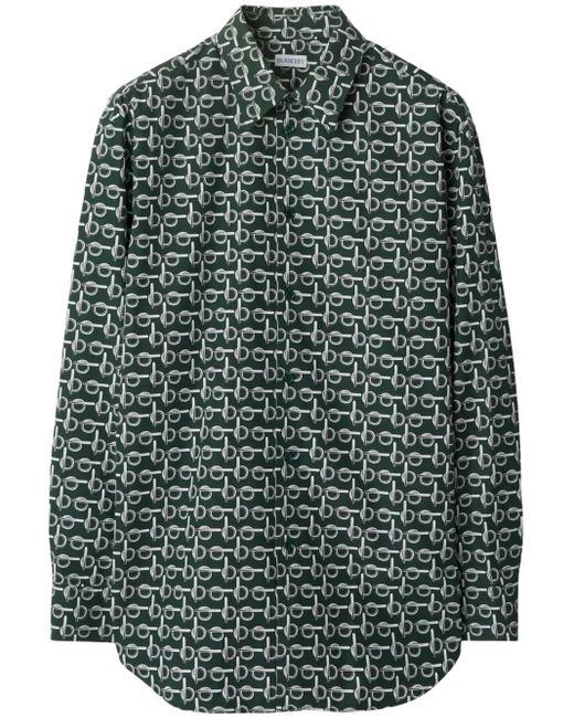Burberry Green B Cotton Shirt for men
