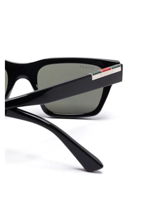Gucci Gray Rectangular-Frame Sunglasses