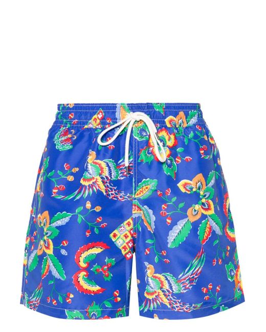 Polo Ralph Lauren Blue Traveler Floral-Print Swim Shorts for men