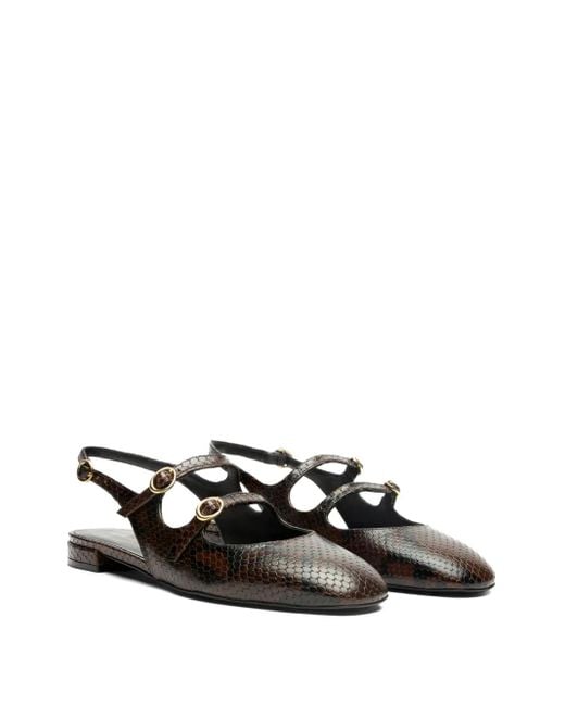 Stuart Weitzman Black Snakeskin Slingback Flat Pumps