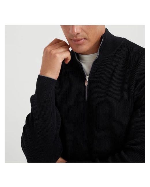 Brunello Cucinelli Pullover Aus Baumwolle in Blue für Herren