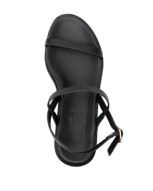 Ancient Greek Sandals Black Euriali Platform Leather Sandals