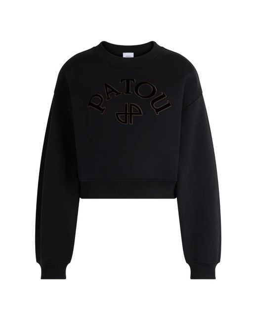 Patou Black Logo-Embroidered Cropped Sweatshirt