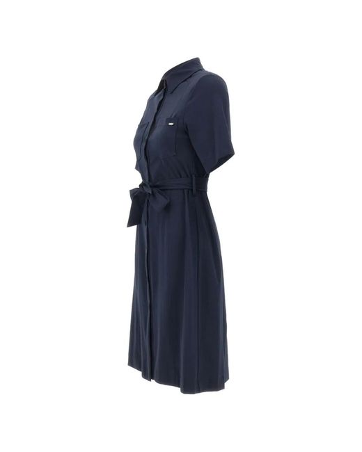 Kaos Blue Belted Shirt Dress