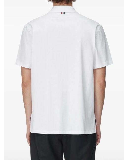 Thom Browne White Cotton Polo Shirt for men
