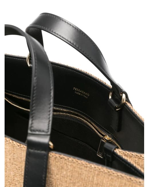Ferragamo Black Medium Logo Tote Bag