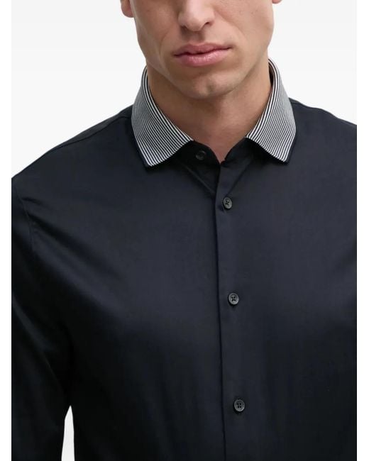 Camicia Con Colletto A Righe di ARMANI EXCHANGE in Blue da Uomo
