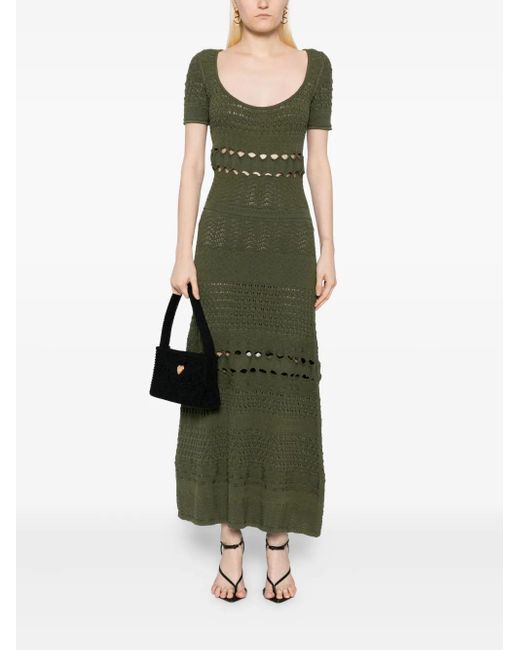 Elie Saab Green Cut-Out Midi Dress