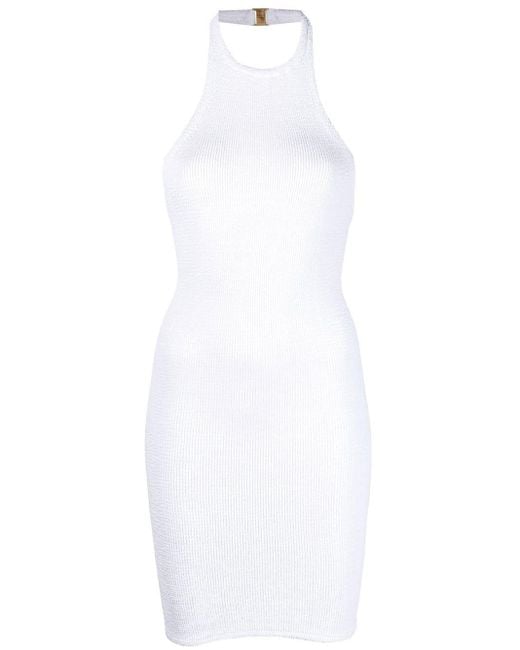 Hunza G Polly Halterneck Crinkle Dress in White | Lyst Australia