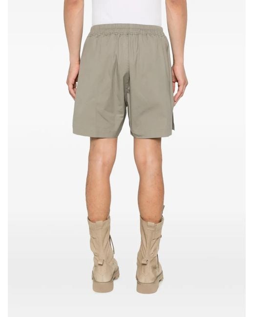 Rick Owens Gray Poplin Drawstring Shorts With Center Zip for men