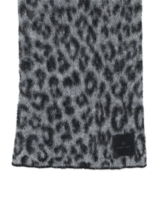 Anine Bing Gray Leopard-Print Wool Scarf