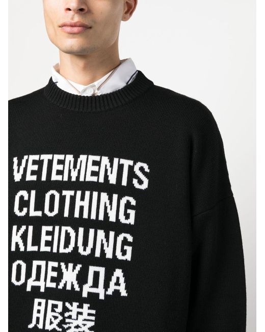 Vetements Black Graphic-print Long Sleeved Sweatshirt for men