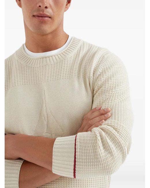 Brunello Cucinelli White Cotton Jumper for men