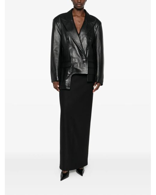 MEDEA Black Asymmetric Leather Jacket