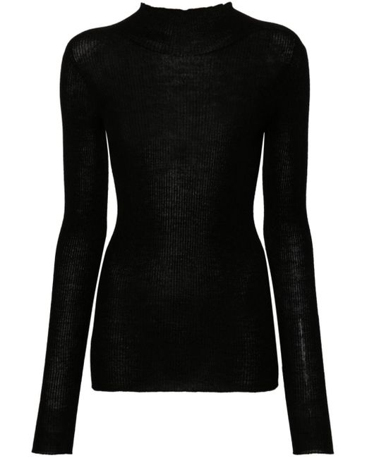 Rick Owens Black Gerippter Lupetto Pullover