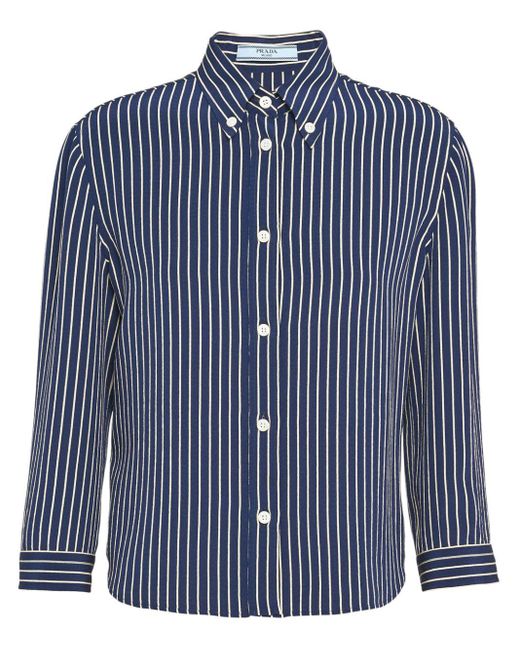 Prada Blue Striped Silk Shirt